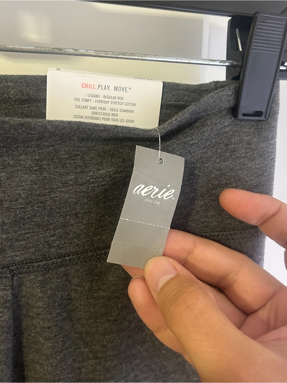 Aerie Women’s Feel Comfy Everyday Stretch Cotton Grey Regular Rise Leggings Sz M - Picture 4 of 9